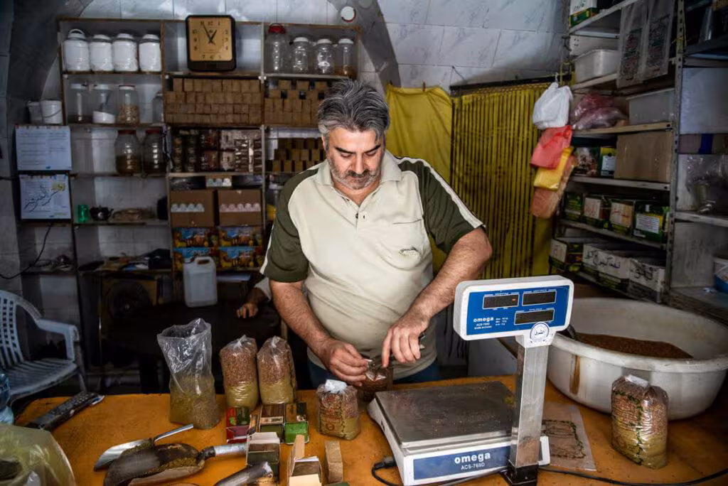 A local man selling zataar in Aleppo