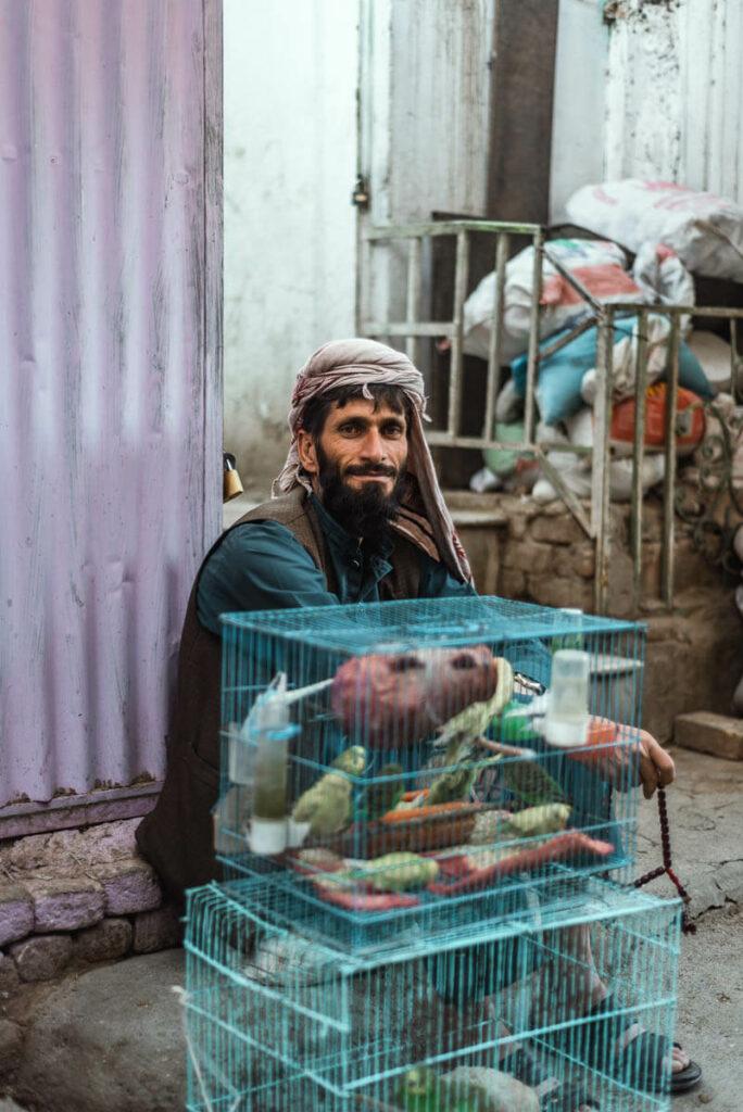 Bird seller in Kabul